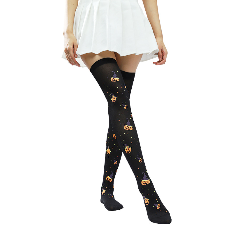 Halloween Print Pattern Thigh High Stockings Over Knee Stockings For Cosplay